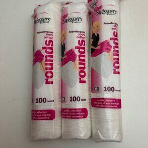Swisspers Premium Hypoallergenic Cotton Rounds 100 Count, 3 Pack 300 Total #2643
